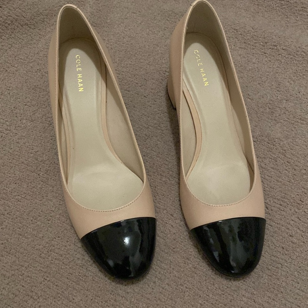 Cole Haan cap toe low block heel